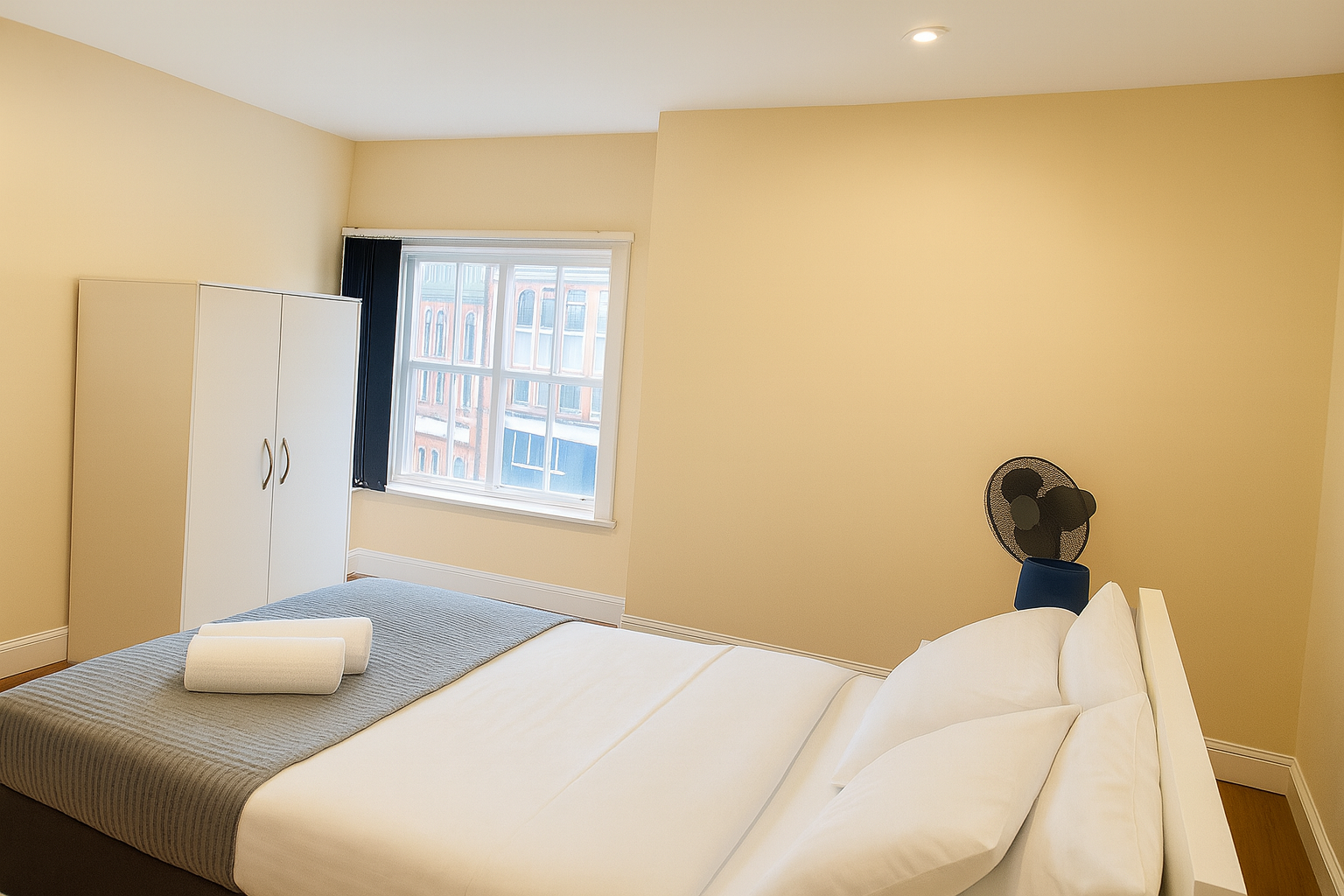 Bedroom view Sleek Apartments